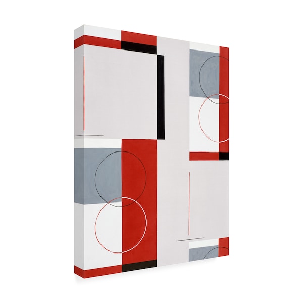 Pablo Esteban 'Circles With Red And Grey' Canvas Art,14x19